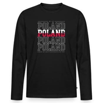 Typografische Wiederholung der polnischen Flagge - Männer Premium Bio Langarmshirt - Schwarz - Vorne - Nico (187cm)