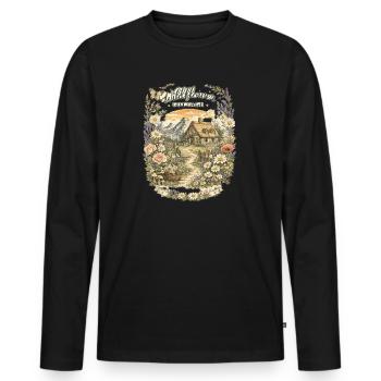 Country cottage and wildflowers - Men's Premium Organic Long Sleeve Shirt - black - Front - Nico (187cm)