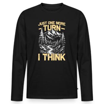 Just one more turn Hiking Mountains Mountaineering - Men's Premium Organic Long Sleeve Shirt - black - Front - Nico (187cm)