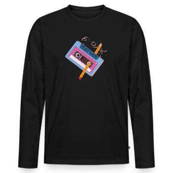 Retro Kasette - Männer Premium Bio Langarmshirt - Schwarz - Vorne - Nico (187cm)