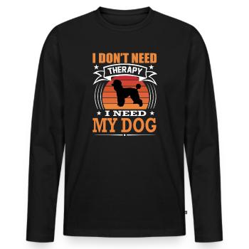 Pudel Mein Hund Retro Vintage Hunderasse - Männer Premium Bio Langarmshirt - Schwarz - Vorne - Nico (187cm)