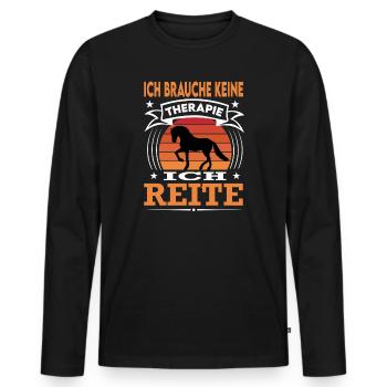 Reiten Reitsport Pferde Reiter Reiterin Retro - Männer Premium Bio Langarmshirt - Schwarz - Vorne - Nico (187cm)