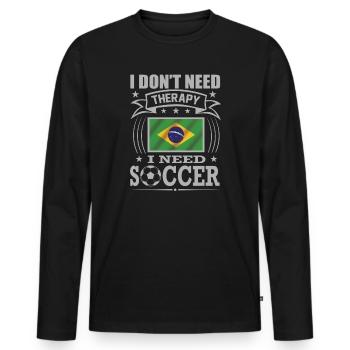 Brazil Soccer Football 2022 WM - Men's Premium Organic Long Sleeve Shirt - black - Front - Nico (187cm)