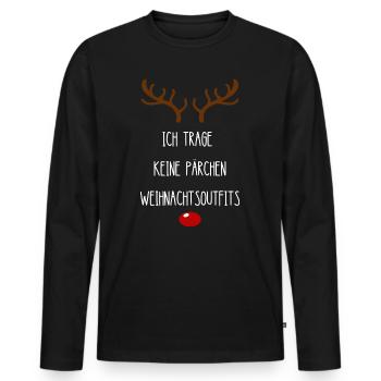 Paare Pärchen Outfit Partnerlook Weihnachten - Männer Premium Bio Langarmshirt - Schwarz - Vorne - Nico (187cm)