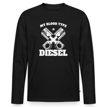 DIESEL MECHANIC / TRUCKER: My Blood Type Is Diesel - Men's Premium Organic Long Sleeve Shirt - black - Front - Nico (187cm)