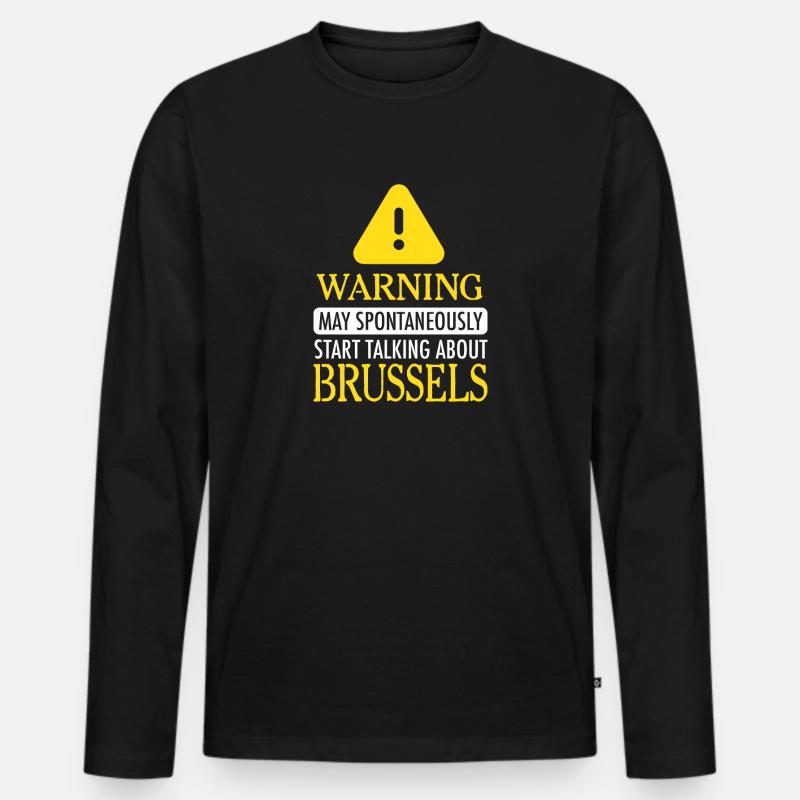 WARNING!:Brussel - Männer Premium Bio Langarmshirt - Schwarz