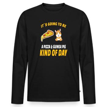 PIZZA / GUINEA PIG: Pizza Et Cochon D'Inde - T-shirt manches longues Premium bio Homme - noir - Devant - Nico (187cm)