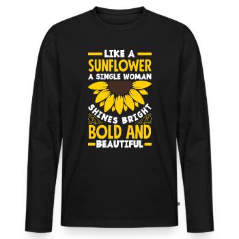 Like A Sunflower A Single Women Shines Bright - Männer Premium Bio Langarmshirt - Schwarz - Vorne - Nico (187cm)