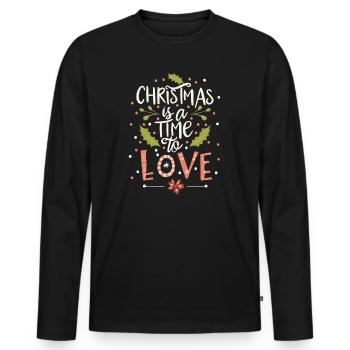 Noël, c’est l’amour : la chaleur festive du cœur - T-shirt manches longues Premium bio Homme - noir - Devant - Nico (187cm)