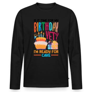 Ready for Cake Celebration - Männer Premium Bio Langarmshirt - Schwarz - Vorne - Nico (187cm)