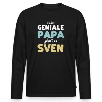 Dieser Geniale Papa Gehört Zu Sven - Männer Premium Bio Langarmshirt - Schwarz - Vorne - Nico (187cm)