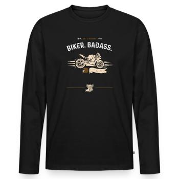 Papa. Mari. Cycliste. Dur à cuire. - T-shirt manches longues Premium bio Homme - noir - Devant - Nico (187cm)