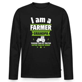Opa Landwirt, Stark wie ein Traktor - Männer Premium Bio Langarmshirt - Schwarz - Vorne - Nico (187cm)