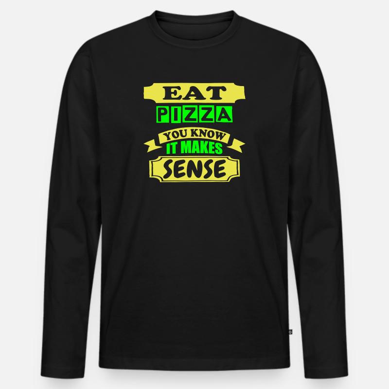Pizza essen - Männer Premium Bio Langarmshirt - Schwarz