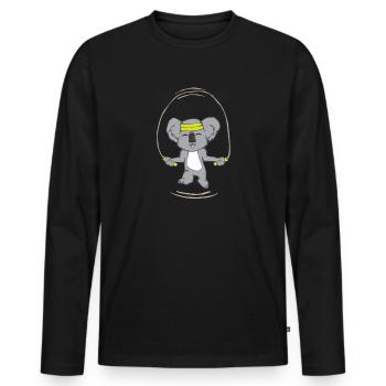 Koala Seilspringen Sport Fitness Süß Geschenk OZ - Männer Premium Bio Langarmshirt - Schwarz - Vorne - Nico (187cm)