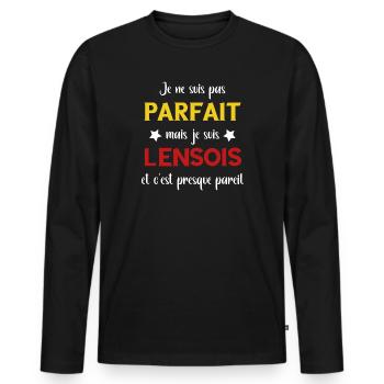 Je ne suis pas parfait mais lensois - T-shirt manches longues Premium bio Homme - noir - Devant - Nico (187cm)