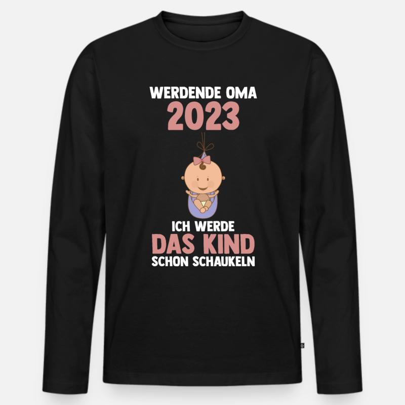 Großmutter 2023 Schwanger Werdende Oma - Männer Premium Bio Langarmshirt - Schwarz