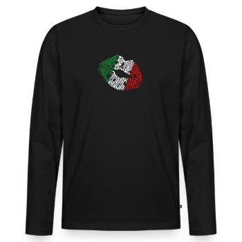 Baiser d'Italie - T-shirt manches longues Premium bio Homme - noir - Devant - Nico (187cm)