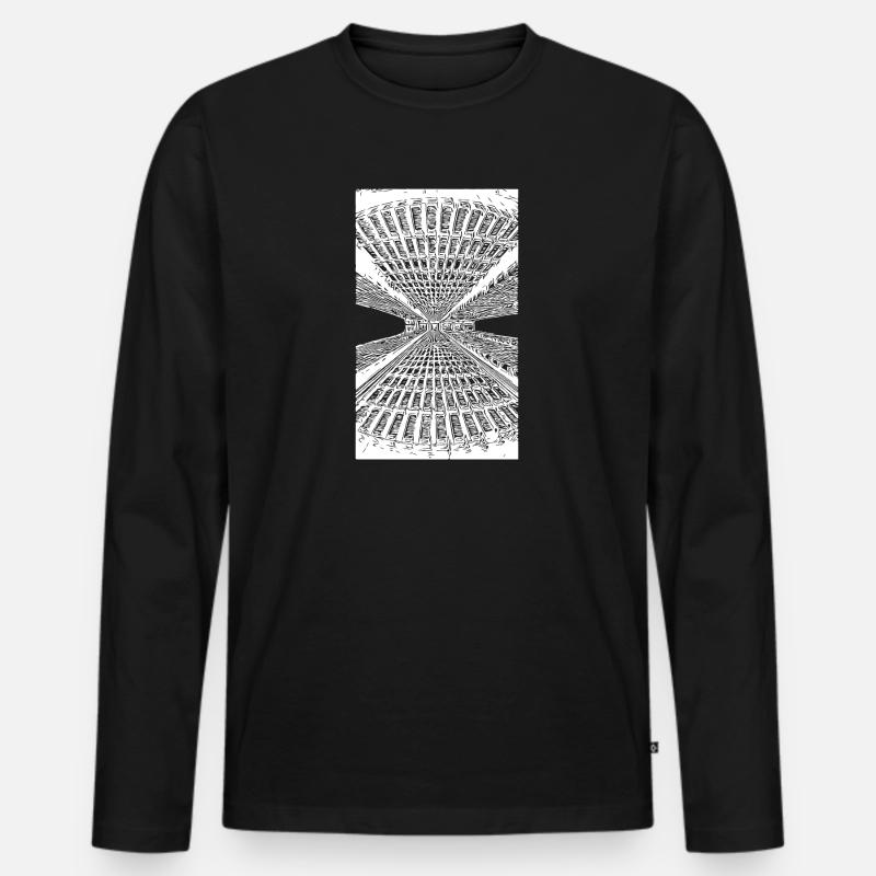 Abstrakte Linien - Männer Premium Bio Langarmshirt - Schwarz