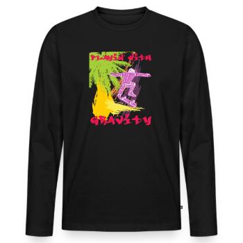 Skater is Playin' with GRAVITY - Männer Premium Bio Langarmshirt - Schwarz - Vorne - Nico (187cm)