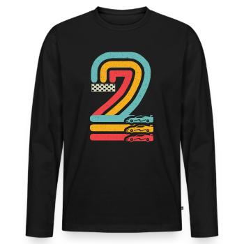 2. Geburtstag Rennwagen 2 Jahre alt Rennauto - Männer Premium Bio Langarmshirt - Schwarz - Vorne - Nico (187cm)