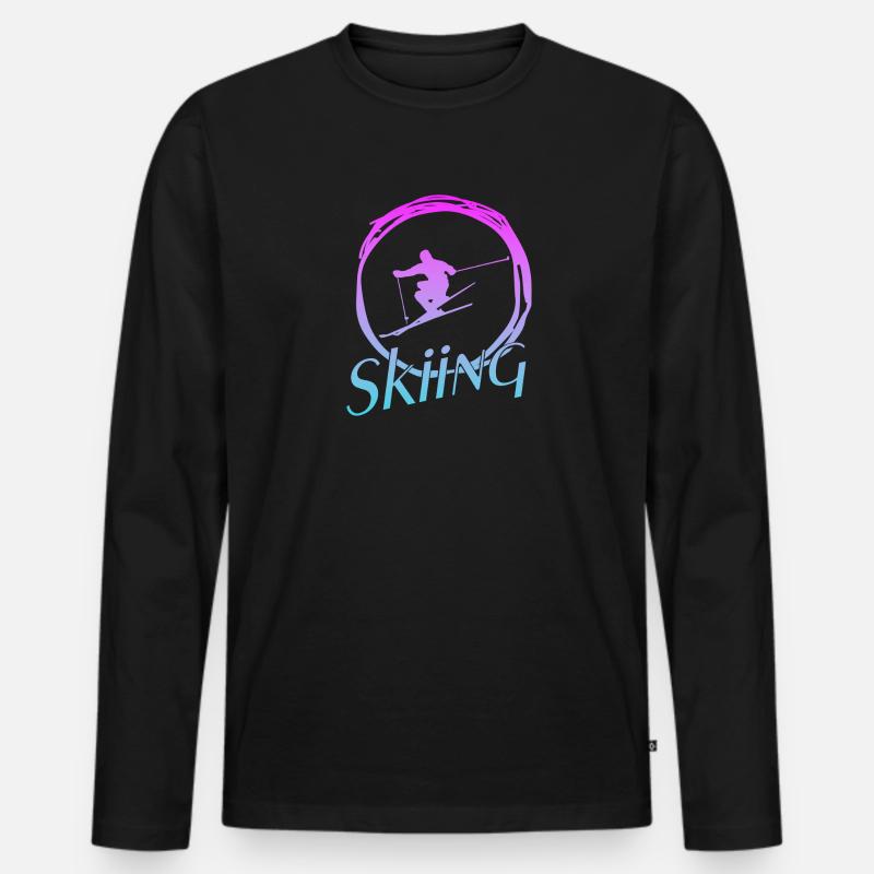 SKIING - Männer Premium Bio Langarmshirt - Schwarz