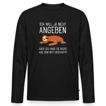 Ich Will Ja Nicht Angeben Faultier Bett Morgen - Männer Premium Bio Langarmshirt - Schwarz - Vorne - Nico (187cm)