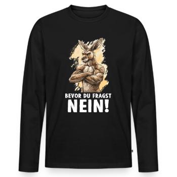 Kangourou marsupial kangourou avant de demander non - T-shirt manches longues Premium bio Homme - noir - Devant - Nico (187cm)