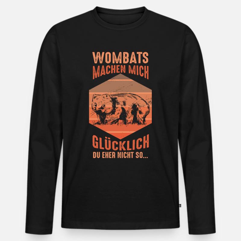 Wombat - Männer Premium Bio Langarmshirt - Schwarz