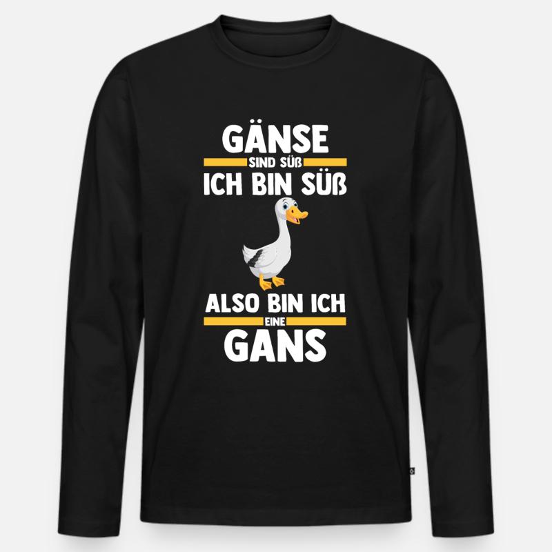 Gans Gänse - Männer Premium Bio Langarmshirt - Schwarz