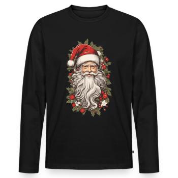 Nostalgischer Weihnachtszauber Weihnachtsmann - Männer Premium Bio Langarmshirt - Schwarz - Vorne - Nico (187cm)