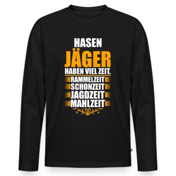 Hasenjäger Hasenjagd Kaninchenjagd Jäger - Männer Premium Bio Langarmshirt - Schwarz - Vorne - Nico (187cm)