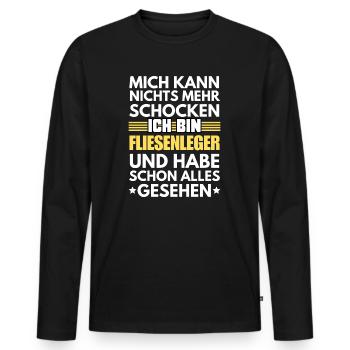 Carreleur non choquable - T-shirt manches longues Premium bio Homme - noir - Devant - Nico (187cm)