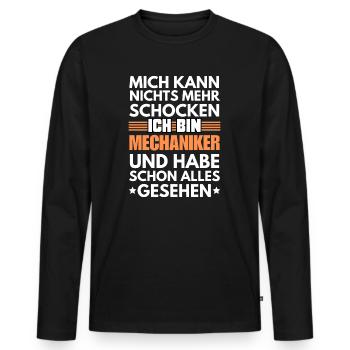 Non-Shockable Mechanic - Men's Premium Organic Long Sleeve Shirt - black - Front - Nico (187cm)