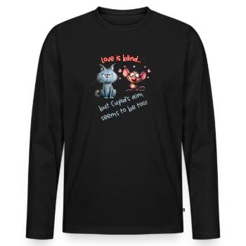 Love is blind... but Cupid's aim seems to be too! - Men's Premium Organic Long Sleeve Shirt - black - Front - Nico (187cm)