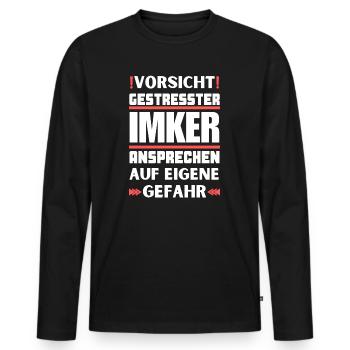 Gestresster Imker nicht ansprechen! - Männer Premium Bio Langarmshirt - Schwarz - Vorne - Nico (187cm)