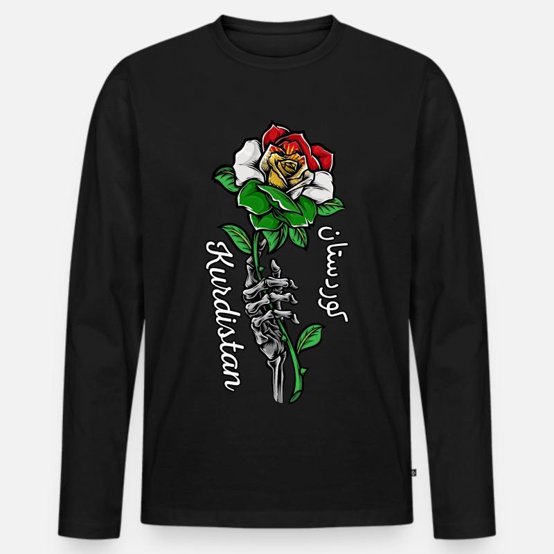 Drapeau du Kurdistan Bakur Bashur Rojava Rojhlt Newroz T-shirt manches longues Premium bio Homme