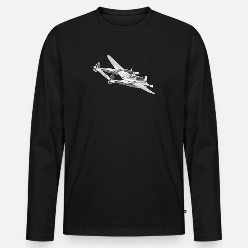 P38 Lightning - Männer Premium Bio Langarmshirt - Schwarz