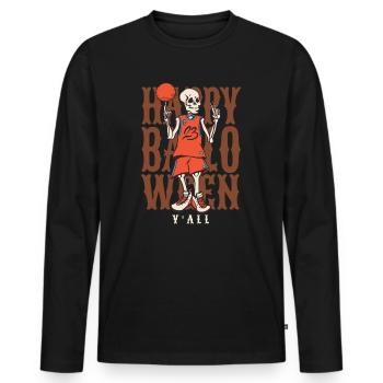 Halloween Basketball Happy Balloween Y'All - Männer Premium Bio Langarmshirt - Schwarz - Vorne - Nico (187cm)