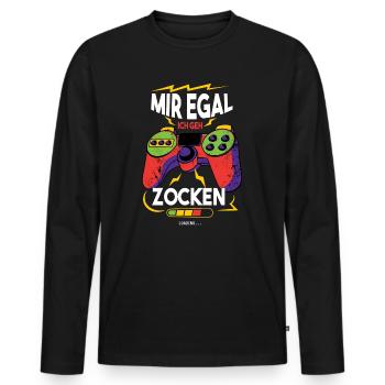 Gamer Gaming Mir Egal Ich Geh Zocken Geschenkidee - Männer Premium Bio Langarmshirt - Schwarz - Vorne - Nico (187cm)
