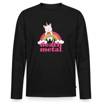 Lustig Death Metal Einhorn Katze Regenbogen Metal - Männer Premium Bio Langarmshirt - Schwarz - Vorne - Nico (187cm)