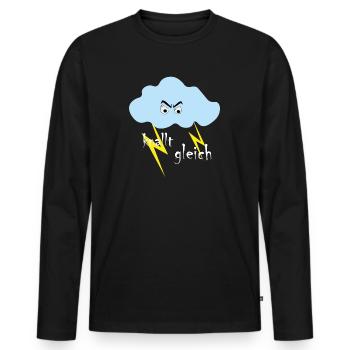 die lustige Gewitter Wolke - Männer Premium Bio Langarmshirt - Schwarz - Vorne - Nico (187cm)