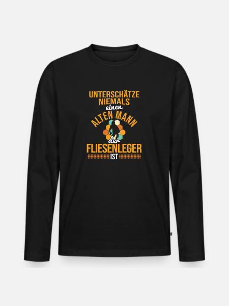 Fliesenleger Handwerker - Männer Premium Bio Langarmshirt - Schwarz