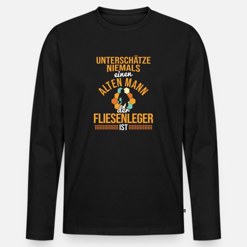 Fliesenleger Handwerker - Männer Premium Bio Langarmshirt - Schwarz
