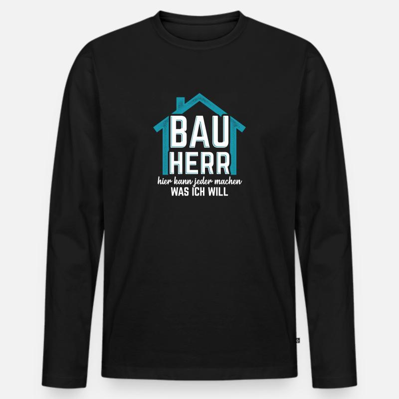 Bauherr Hausbau - Männer Premium Bio Langarmshirt - Schwarz