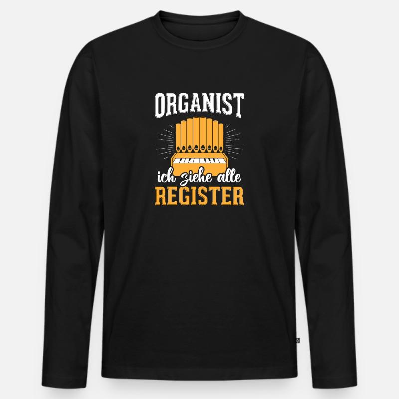 Orgel Kirche - Männer Premium Bio Langarmshirt - Schwarz