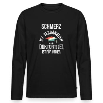Doktortitel Doktorand - Männer Premium Bio Langarmshirt - Schwarz - Vorne - Nico (187cm)