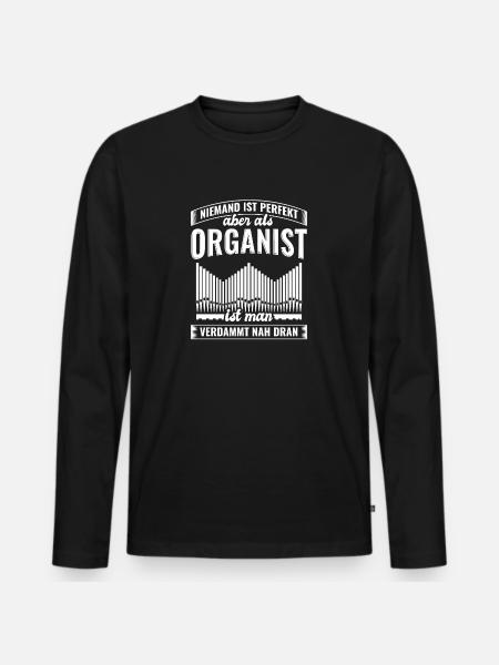 Orgel Kirche - Männer Premium Bio Langarmshirt - Schwarz