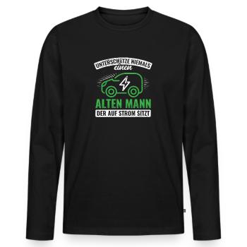 Elektroauto E-Auto Auto - Männer Premium Bio Langarmshirt - Schwarz - Vorne - Nico (187cm)