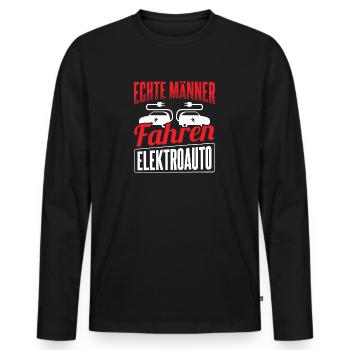 Auto E-Auto Elektroauto - Männer Premium Bio Langarmshirt - Schwarz - Vorne - Nico (187cm)